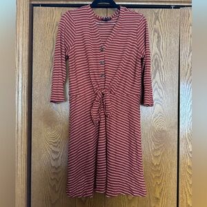 As U Wish Rust and White Striped Top